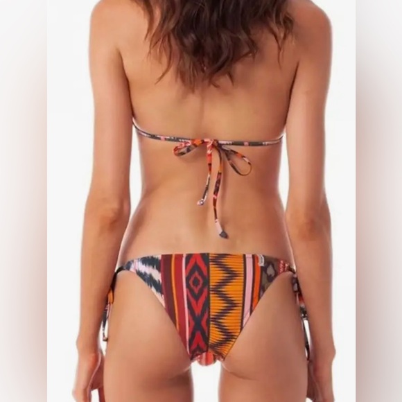Boho Ethnic Print Triangle Halter Side Tie Bikini Set - Picture 4 of 12